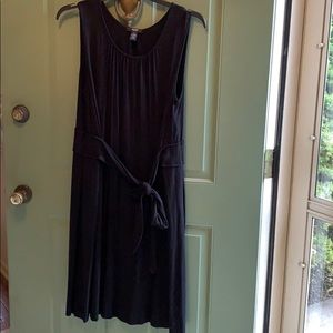 ALFANI Womens Black Tie Sleevelss Jewel Neck Dress